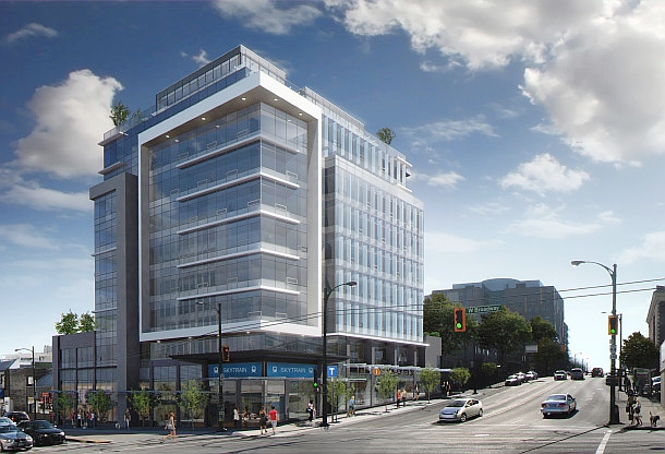 Artist rendering of new building going up at 988 West Broadway.