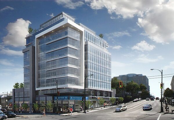 Artist rendering of new building going up at 988 West Broadway.